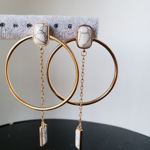 UNIQUE Beautiful Stone Gold Hoop Earrings